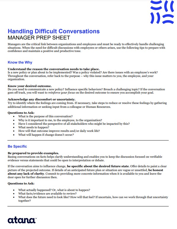 Difficult Conversations Prep Sheet