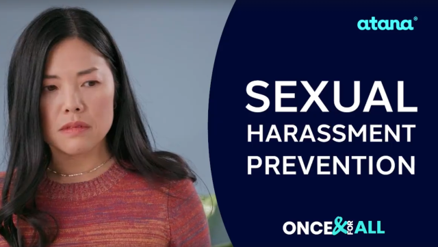 Male employee speaking up to female harasser