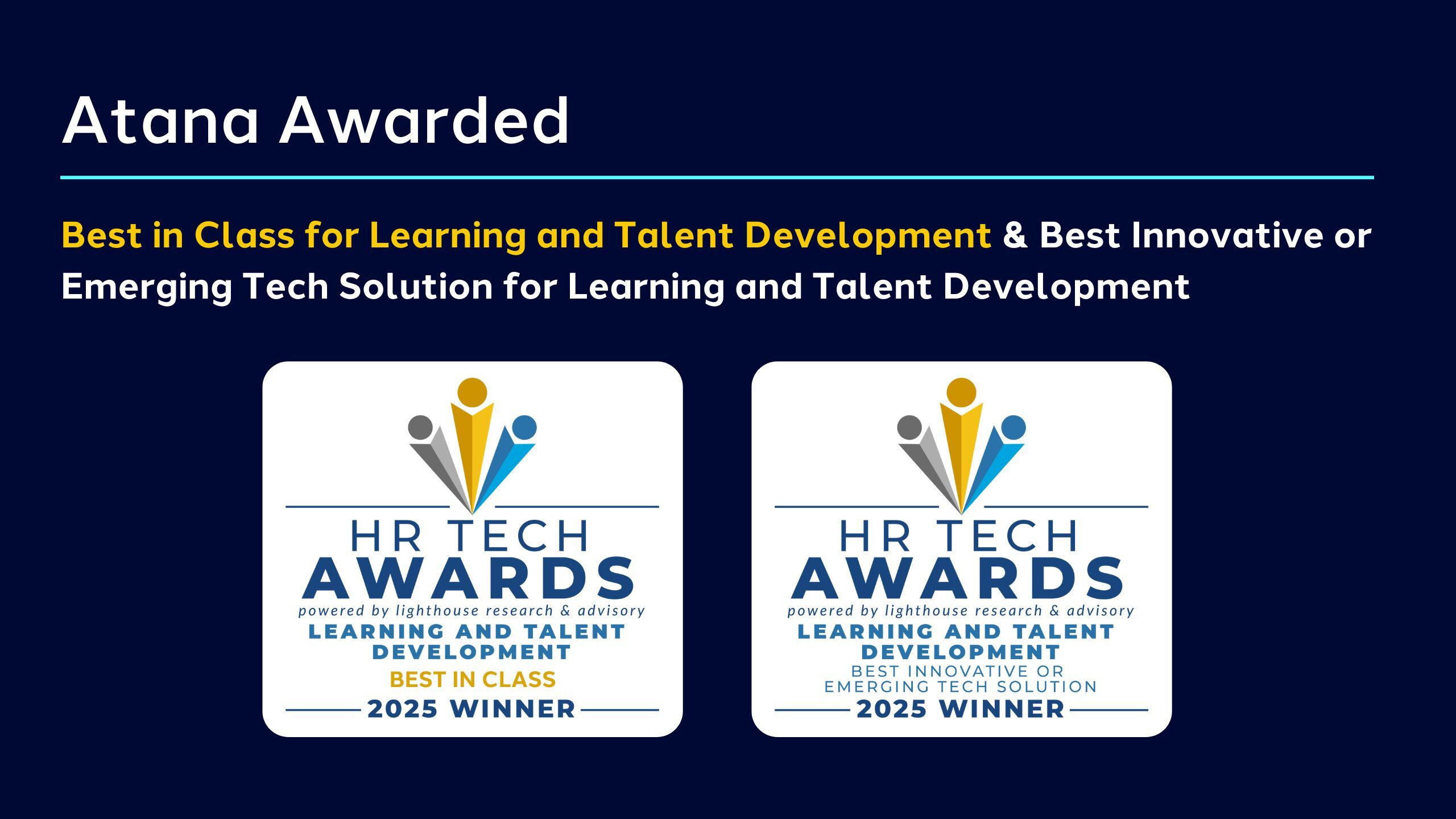 graphic showing two HR Tech Awards won by Atana