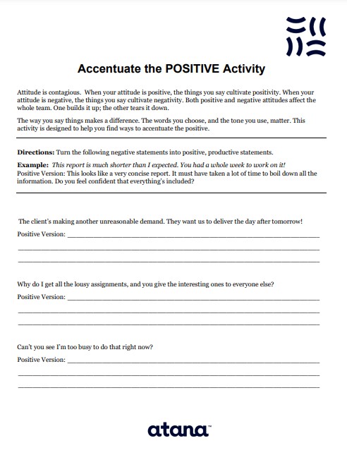 Accentuate the Positive Activity Worksheet
