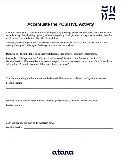 Accentuate the Positive Activity Worksheet