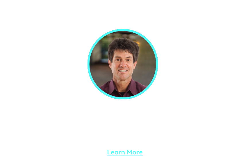 Picture of Jeff Carr with text announcing his promotion to CEO