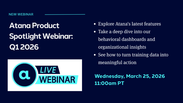 Text screen announcing a March 25 2026 Atana Product Showcase Webinar 